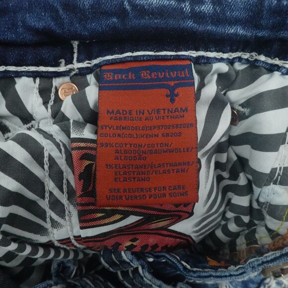 Rock Revival Jeans Men 36x29 Blue Kenn Slim Boot Western Rockabilly Distressed - Picture 14 of 14